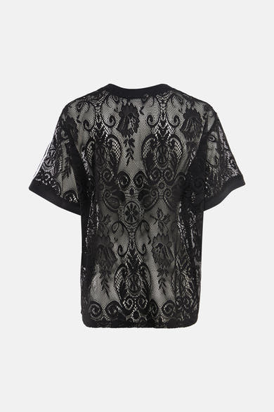 Zwart T-shirt met korte mouwen van ONLY in bloemenkant, achterkant.