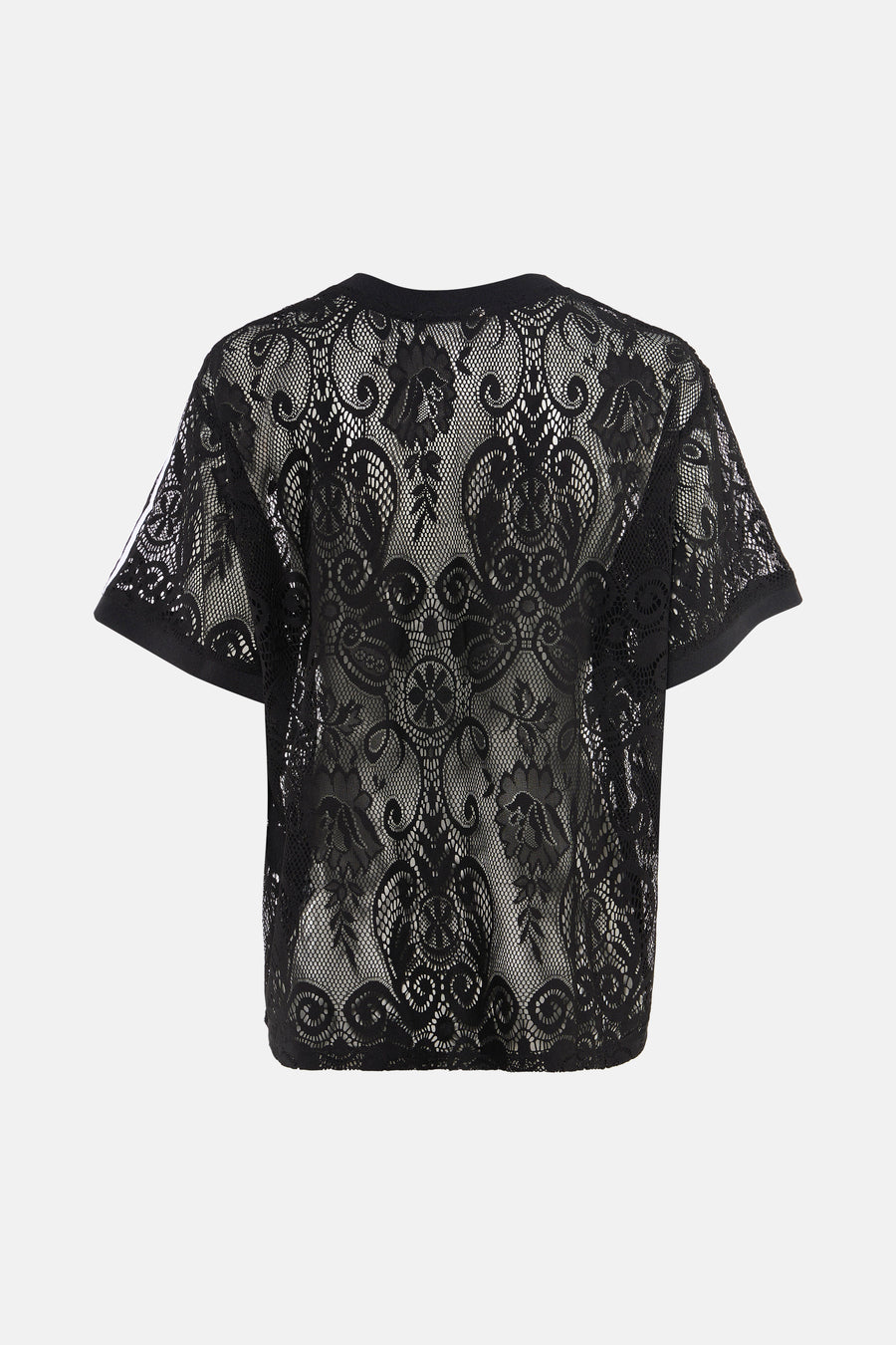 Zwart T-shirt met korte mouwen van ONLY in bloemenkant, achterkant.