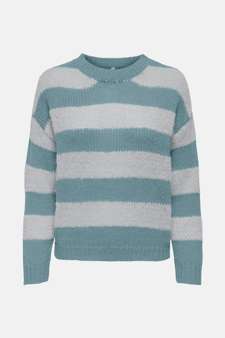 Trui met ronde hals in doorschijnende gebreide stof met strepen van ONLY, meerkleurig blauw en wit.