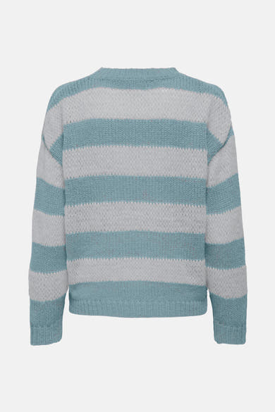 Pull à col rond rayé en maille vaporeuse de ONLY, multicolore bleu et blanc.