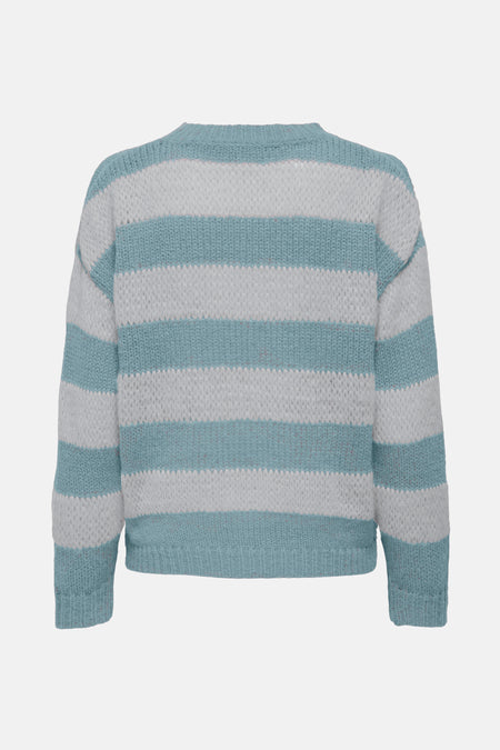 Pull à col rond rayé en maille vaporeuse de ONLY, multicolore bleu et blanc.