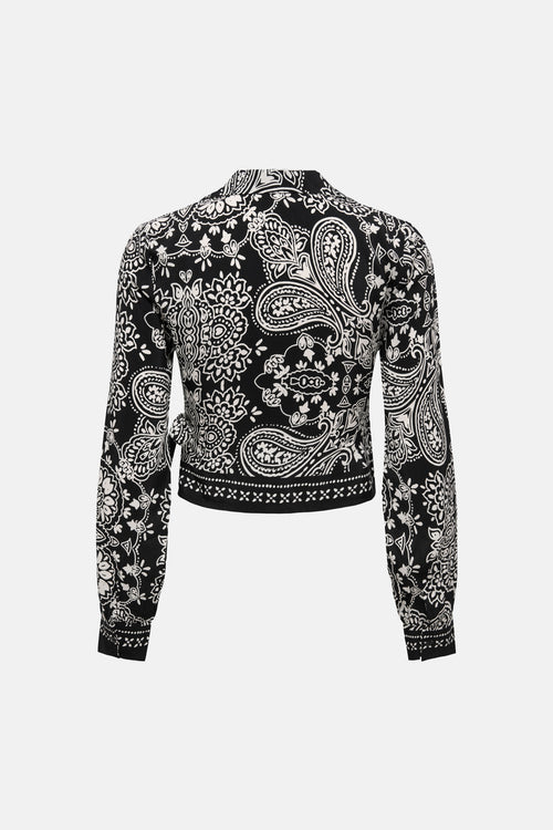 Blouse à manches longues multicolore de ONLY, avec motif cachemire noir et blanc.