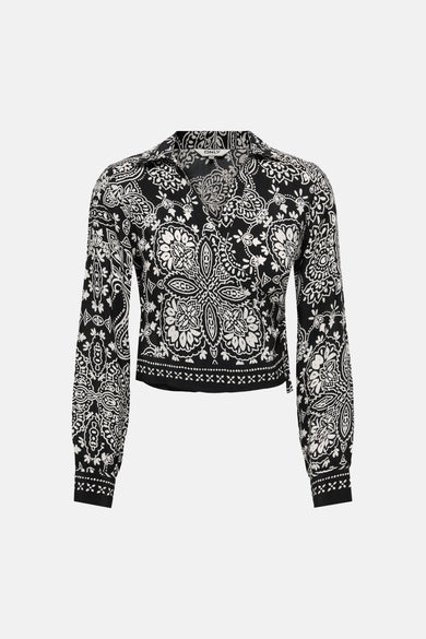 Multikleuren blouse met lange mouwen van ONLY, met zwart-wit paisley-patroon.