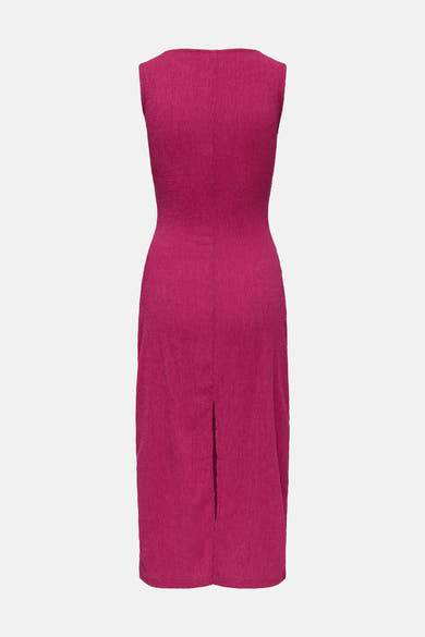 Roze textuurjurk van ONLY® zonder mouwen, aansluitende pasvorm, vierkante rug en split achter.