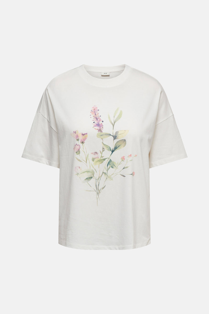 Wit T-shirt met korte mouwen van JDY, normale pasvorm, van achteren getoond.