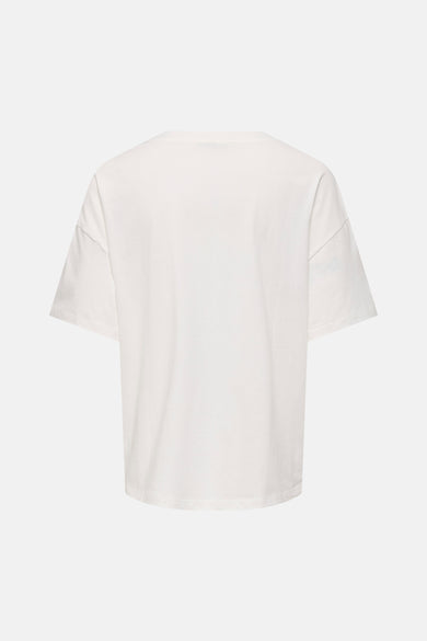 T-shirt blanc à manches courtes de JDY, vue de dos, coupe décontractée.