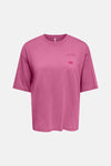 T-shirt rose de ONLY® avec un motif graphique "TENNIS Society 1989" et des balles de tennis sur la poitrine.