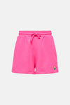 Short rose de ONLY, avec cordon de serrage et patch décoratif sur le côté.