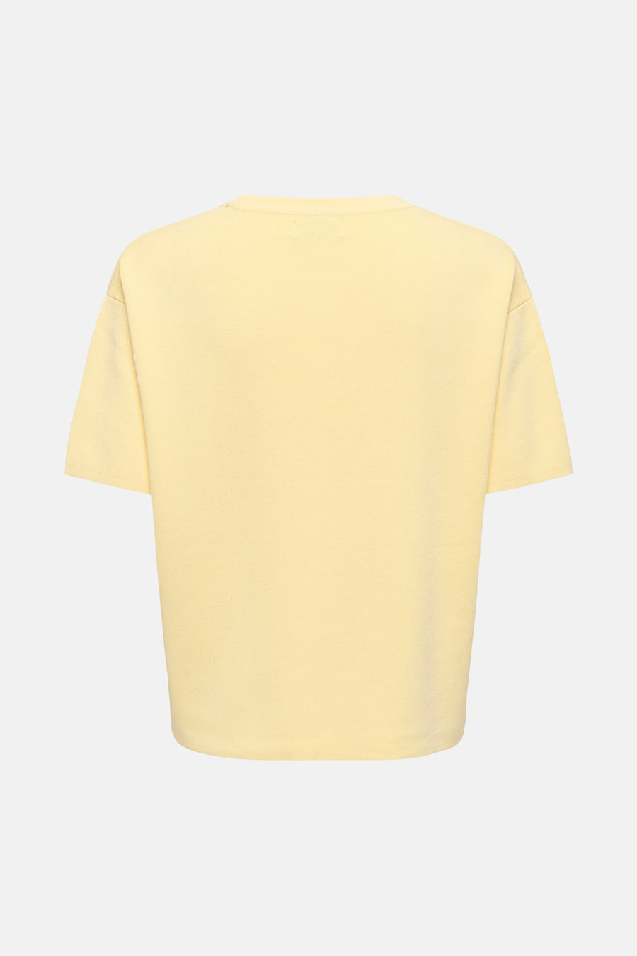 Pull jaune à col rond de JDY, texture côtelée uniforme.