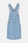 Robe salopette en jean bleu clair de ONLY® avec poche plaquée, bretelles réglables et boutons latéraux.