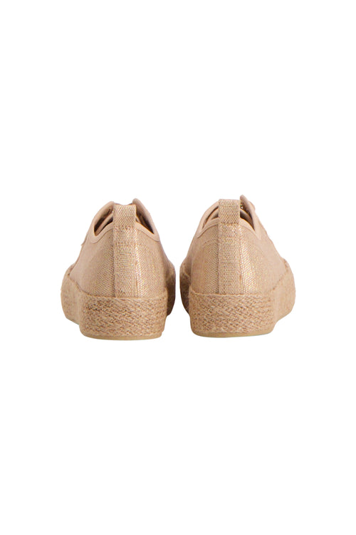 Baskets dorées de ONLY® avec semelles tressées style espadrille, vues de dos.
