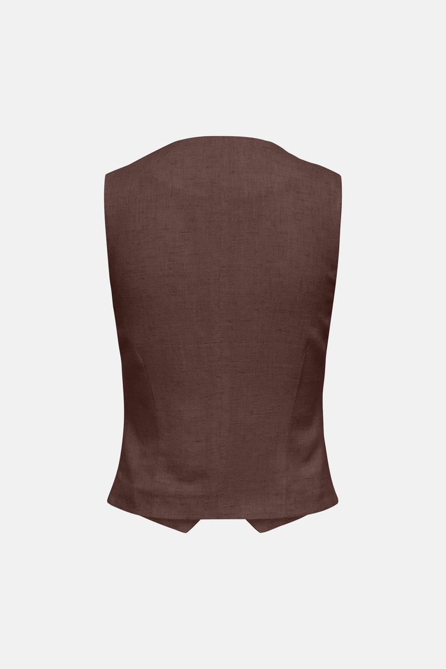 Blazer brun de ONLY® sans manches en tissu texturé, vue de dos.
