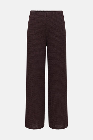 Pantalon marron, de ONLY, avec une texture gaufrée distinctive et une coupe ample.