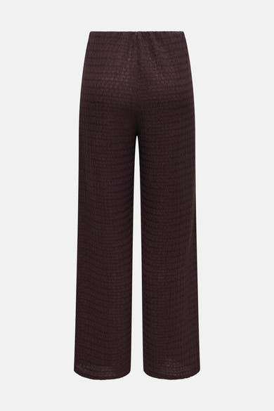 Pantalon marron de ONLY, à texture gaufrée, coupe large et longueur cheville.