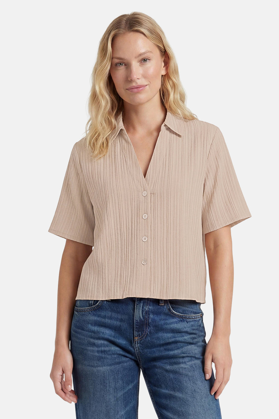 Hemd met korte mouwen - beige