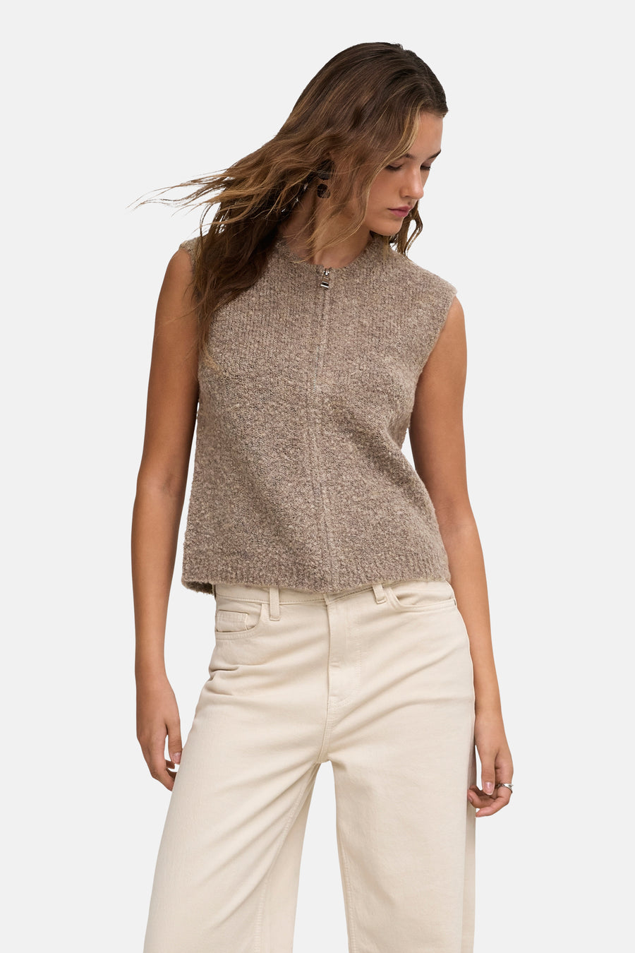 Dames tops pull zonder mouw beige - ONLY®