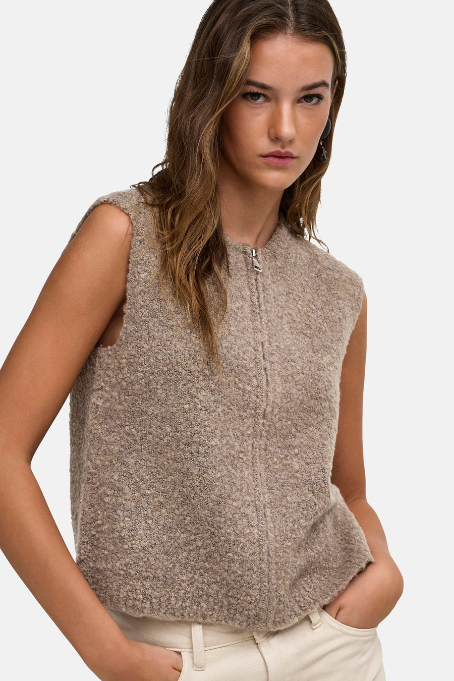 Dames tops pull zonder mouw beige - ONLY®