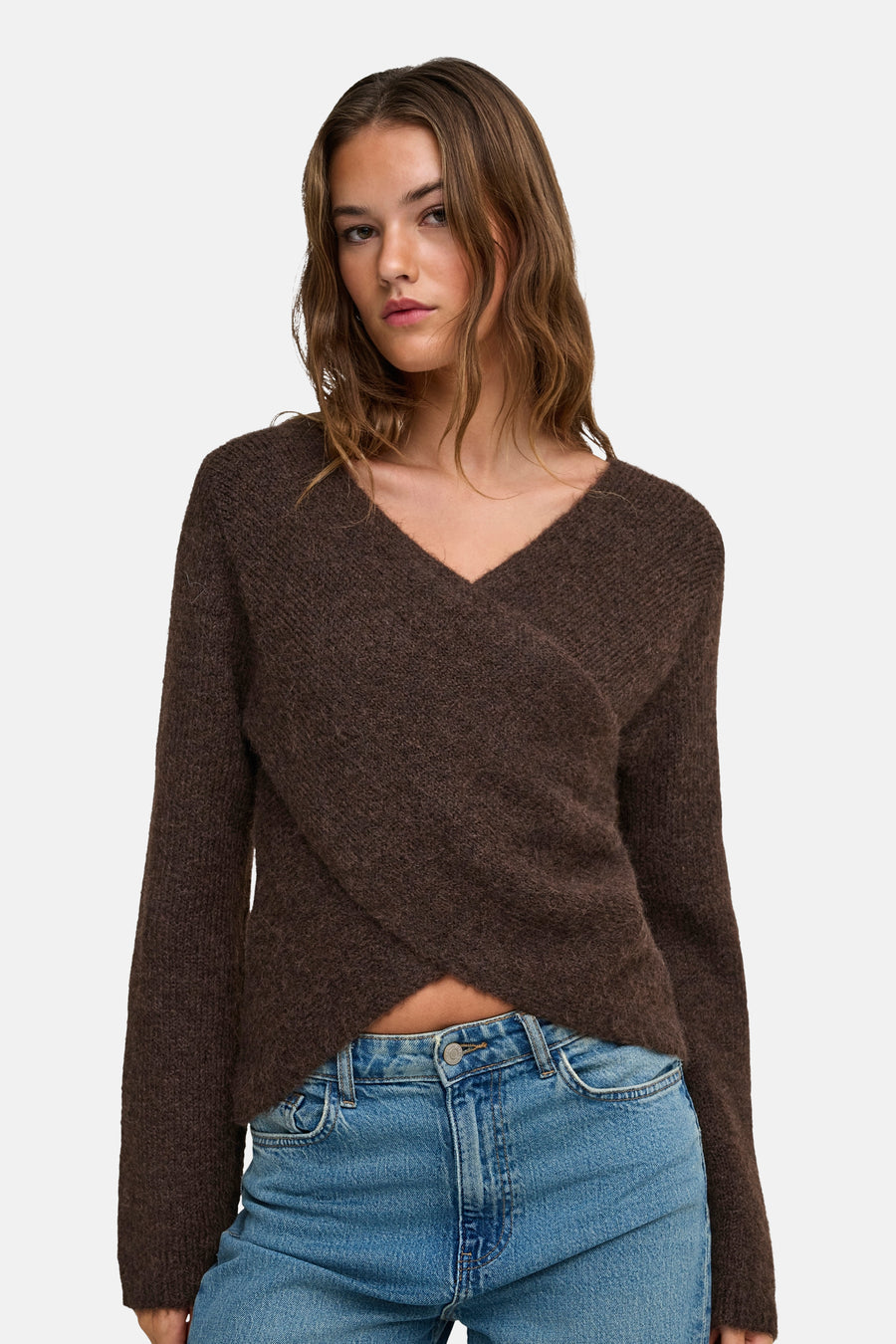 Trui met V-hals bruin - ONLY®