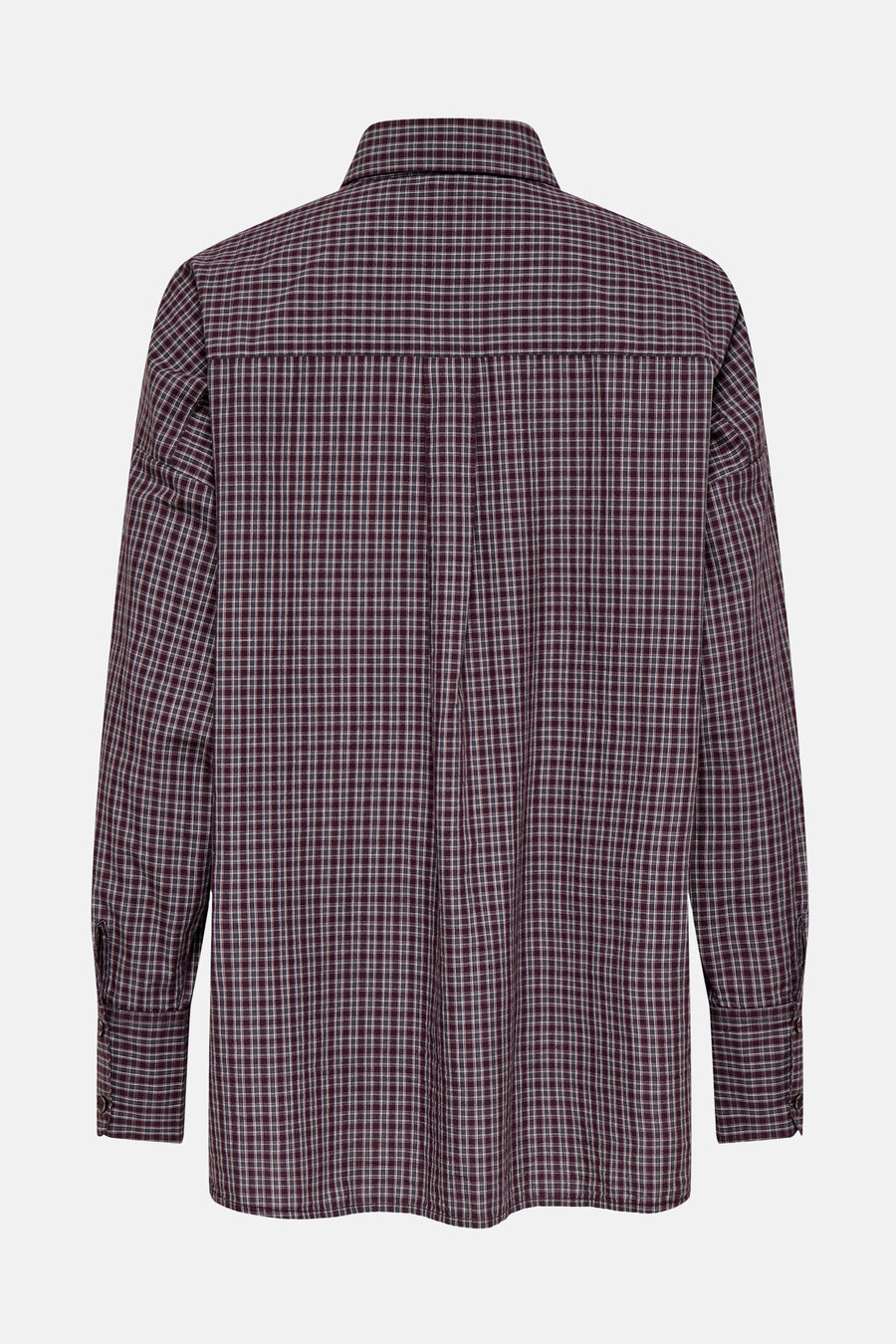 Chemise à manches longues multicolore de ONLY, à carreaux avec boutons aux poignets, vue de dos.
