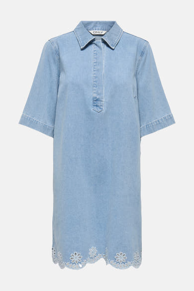 Kleedje met korte mouwen - light blue denim