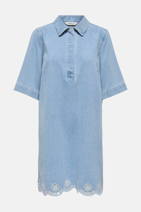 Kleedje met korte mouwen - light blue denim