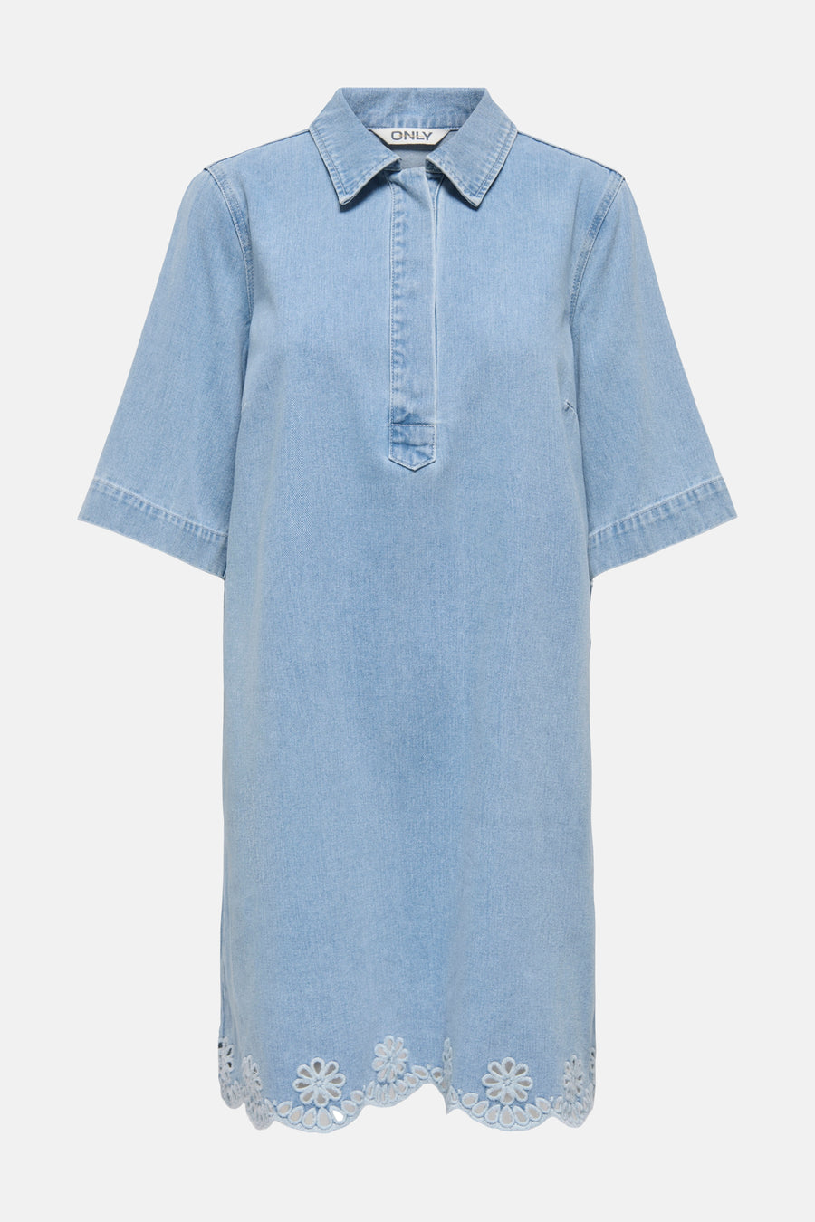 Kleedje met korte mouwen - light blue denim