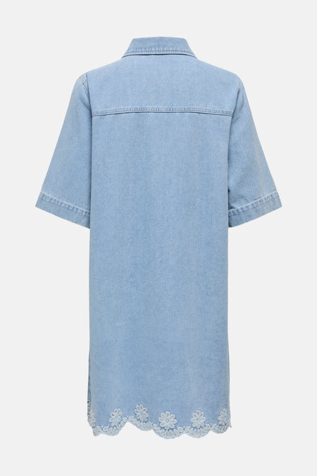 Kleedje met korte mouwen - light blue denim