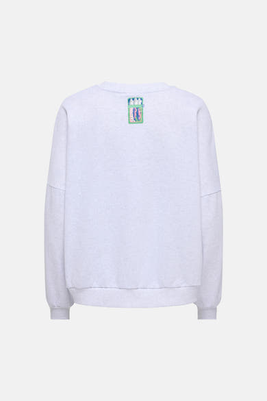 Sweat gris chiné de ONLY® avec un motif coloré boîte de sardines au dos.