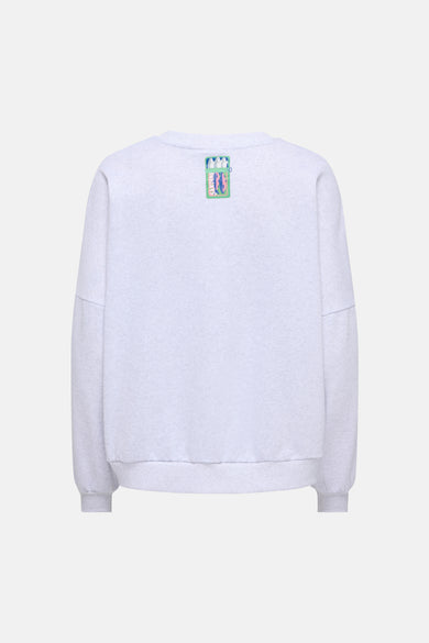Sweat gris chiné de ONLY® avec un motif coloré boîte de sardines au dos.