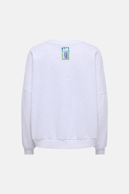 Sweat gris chiné de ONLY® avec un motif coloré boîte de sardines au dos.