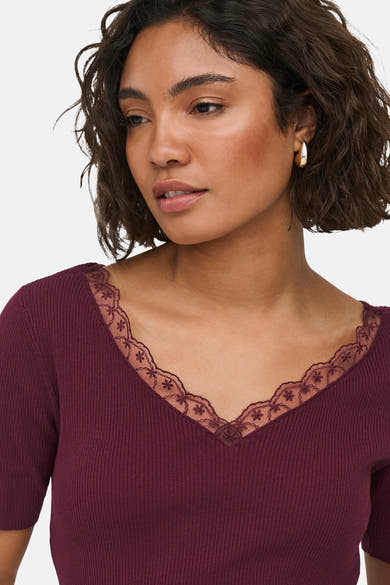 Top uni manches courtes rouge - JDY