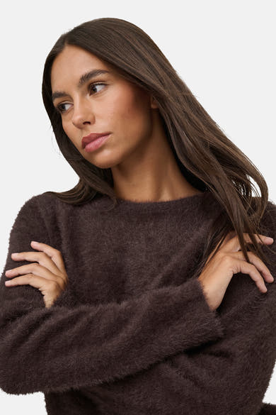 Pull col rond brun - JDY