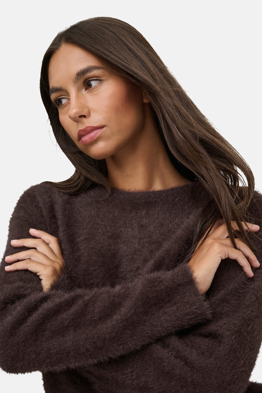 Pull col rond brun - JDY