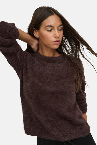 Pull col rond brun - JDY