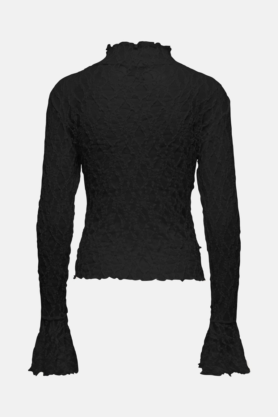 T-shirt à manches longues noir de JDY avec une texture gaufrée et des manches évasées.