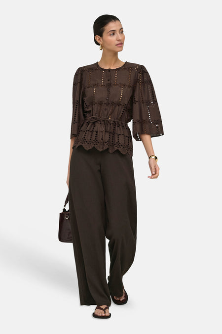 Blouse à manches courtes - brun