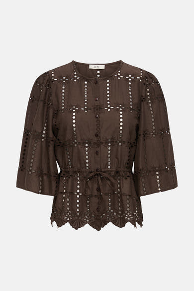 Blouse met korte mouwen - bruin