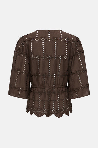 Blouse met korte mouwen - bruin