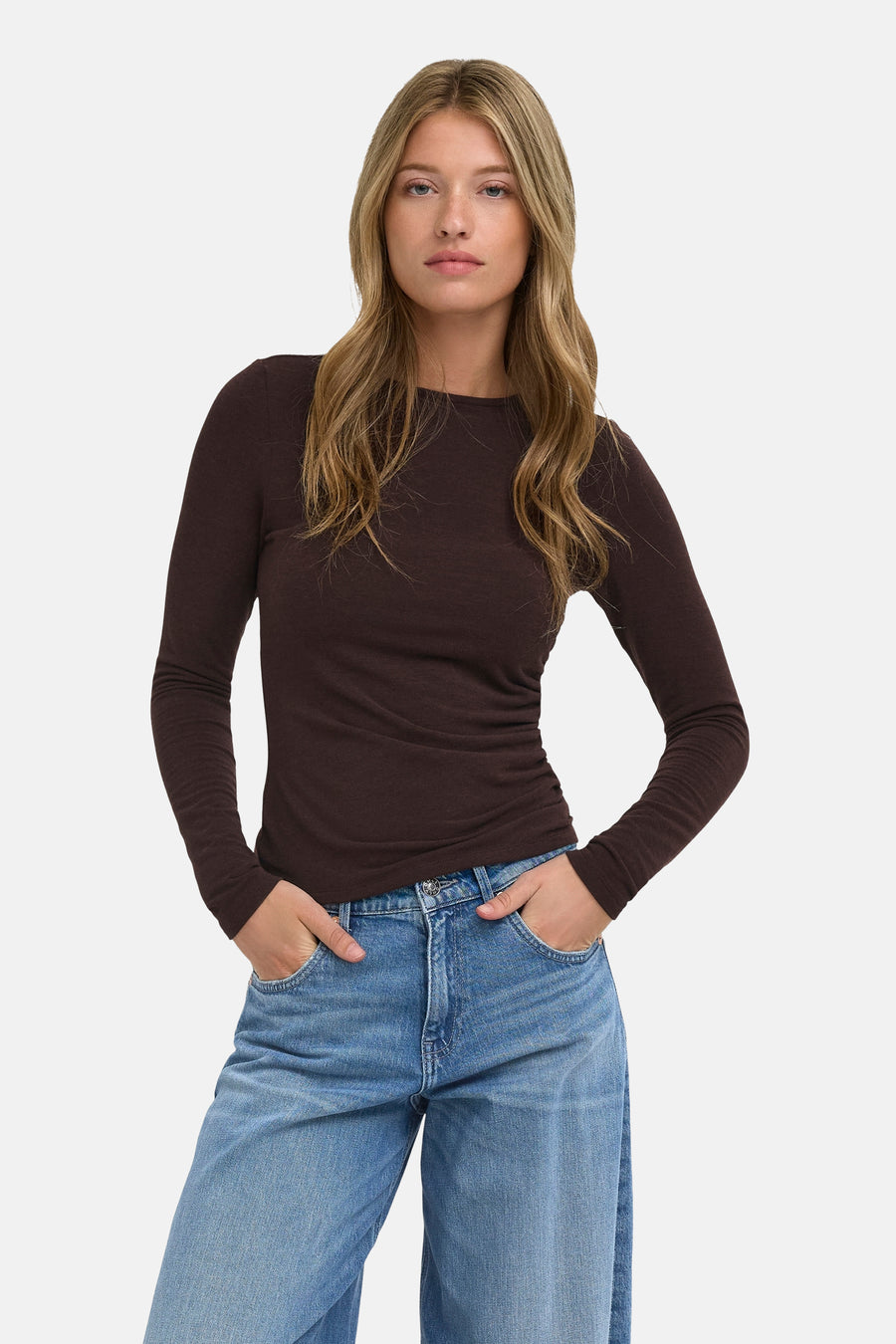 Top uni manches longues brun - ONLY®