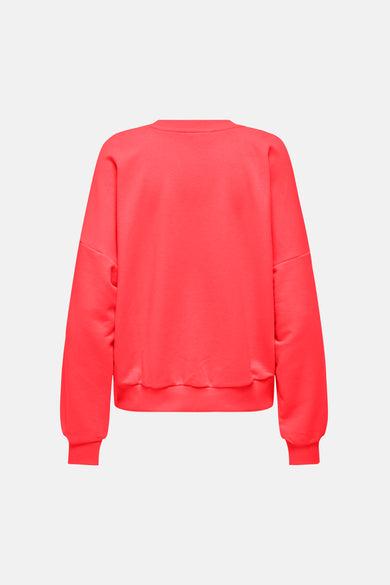Sweat corail de ONLY à manches longues et détails côtelés, vu de dos.