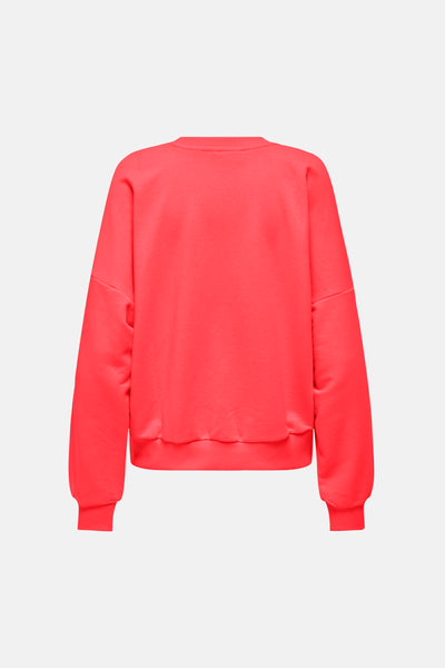 Sweat corail de ONLY à manches longues et détails côtelés, vu de dos.