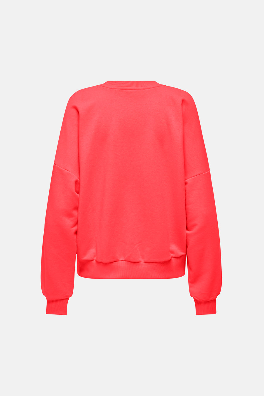 Sweat corail de ONLY à manches longues et détails côtelés, vu de dos.