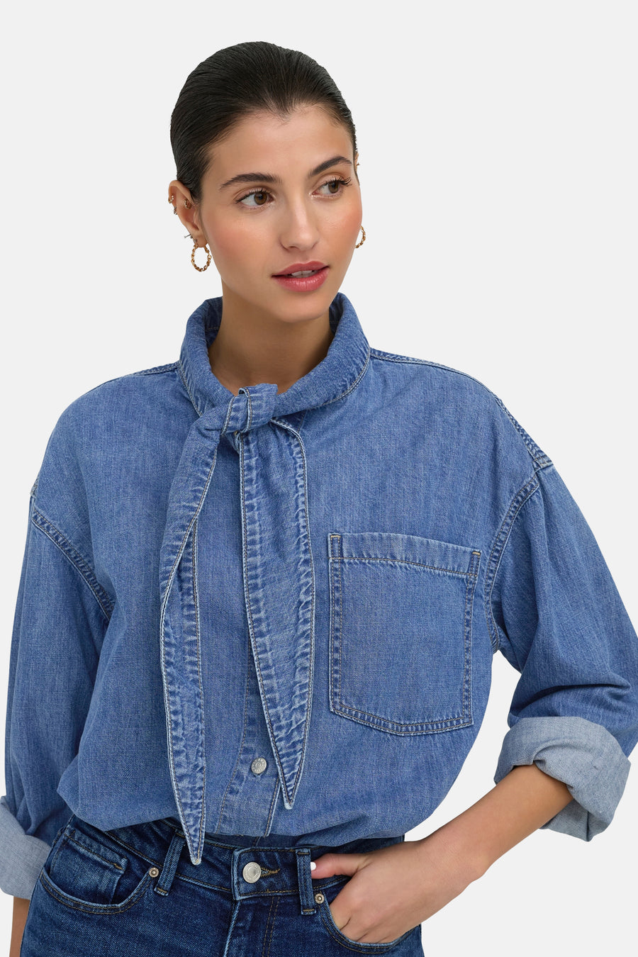 Hemd (lange mouwen) mid blue denim - ONLY®