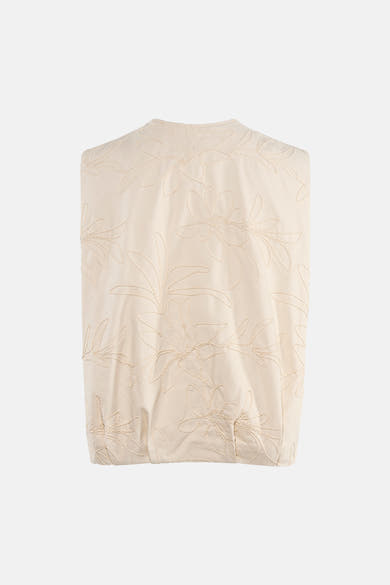 Beige jas van ONLY® met all-over geborduurd bloemenpatroon.