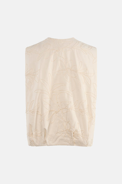 Beige jas van ONLY® met all-over geborduurd bloemenpatroon.
