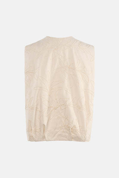 Beige jas van ONLY® met all-over geborduurd bloemenpatroon.