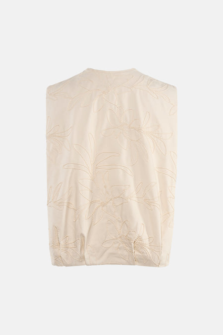Beige jas van ONLY® met all-over geborduurd bloemenpatroon.