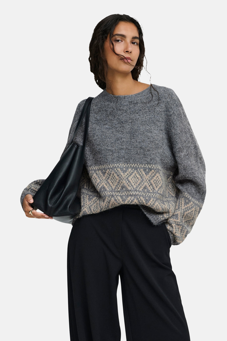 Pull col rond gris - JDY
