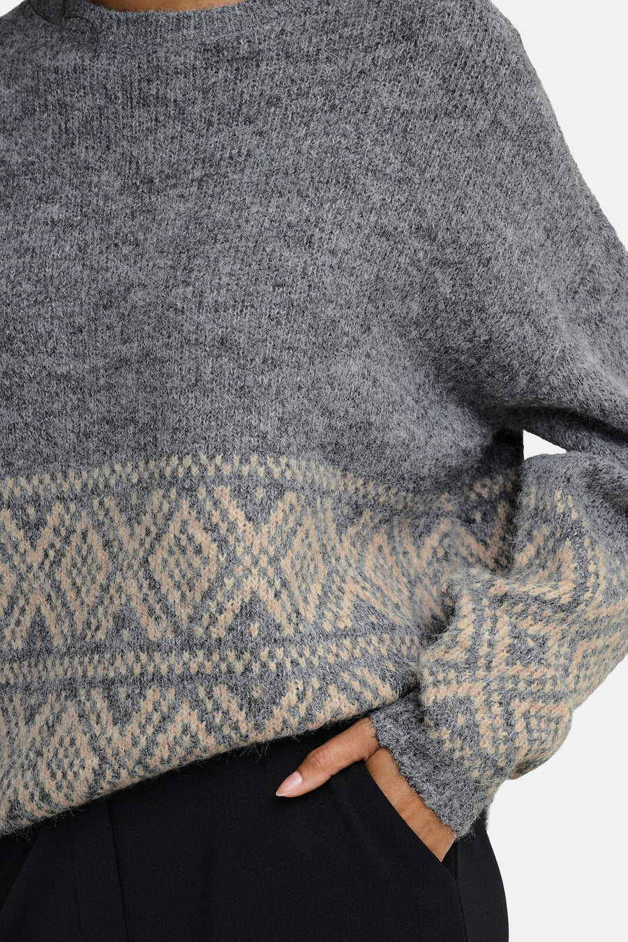 Pull col rond gris - JDY