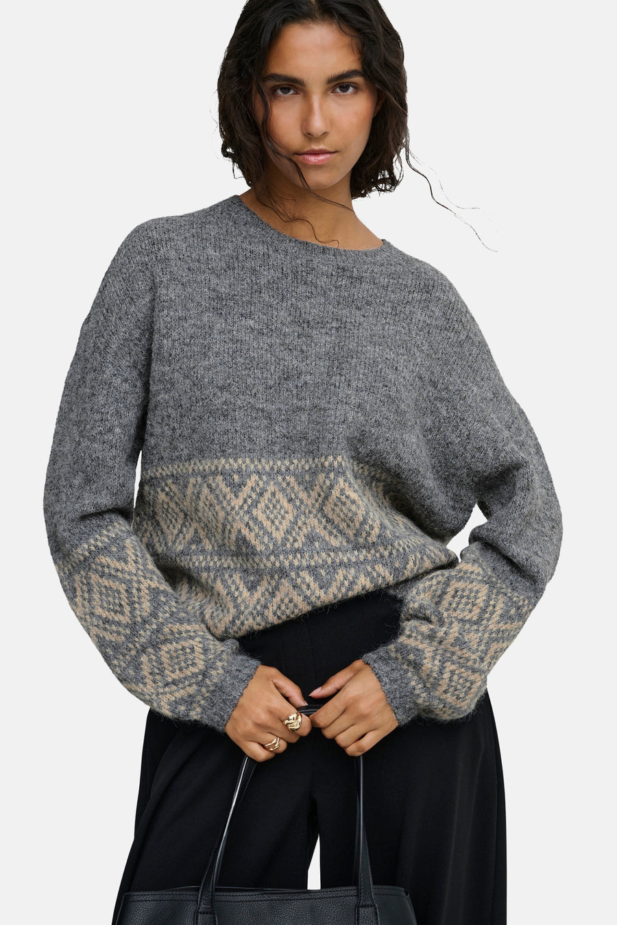 Pull col rond gris - JDY